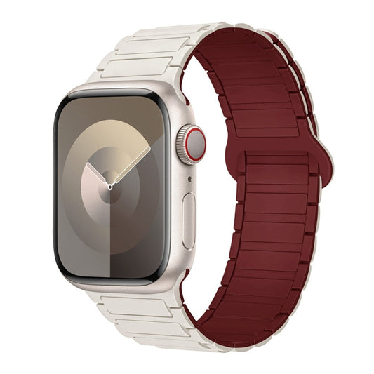 Skorter | For Apple Watch 38mm I-shaped magnetic silicone watch strap (Starlight Burgundy)