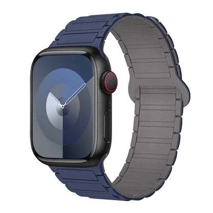 Skorter | For Apple Watch 38mm I-shaped magnetic silicone watch strap (Indigo Gray)