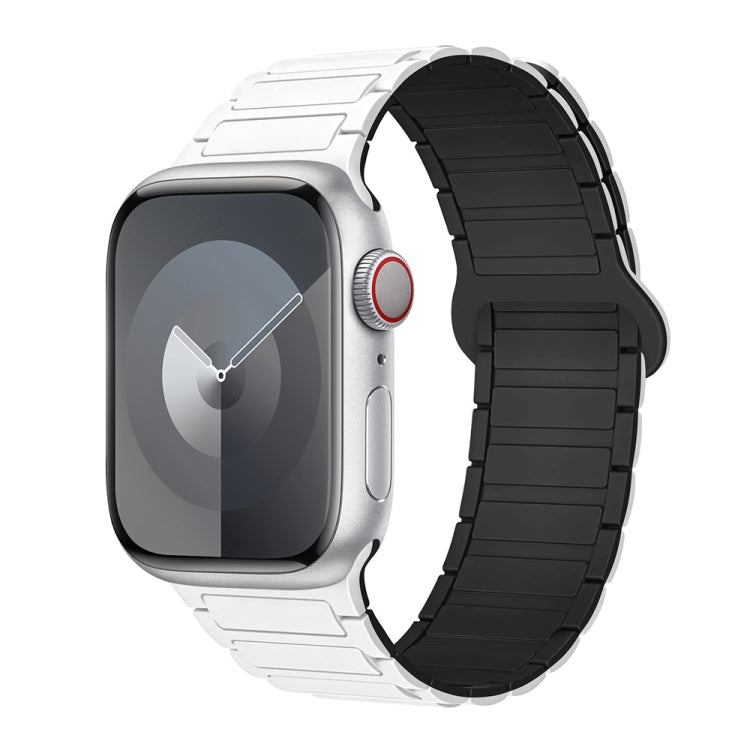Skorter | For Apple Watch 38mm I-shaped magnetic silicone band (White Black)