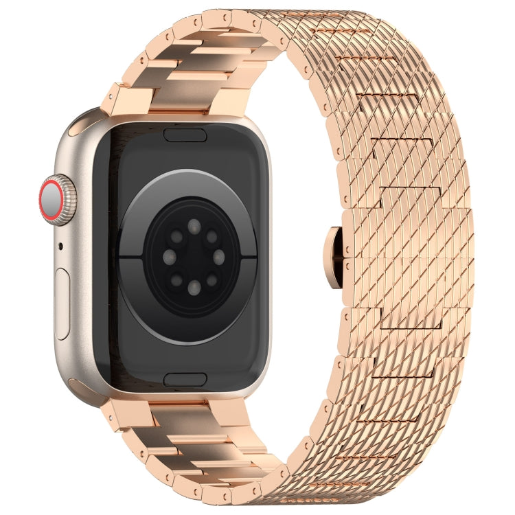 Skorter | For Apple Watch Series 8 41mm Twill Stainless Steel Watch Band (Rose Gold)