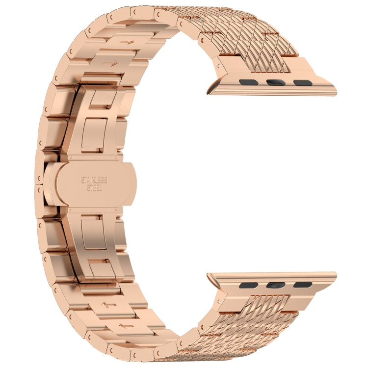 Skorter | For Apple Watch Series 8 41mm Twill Stainless Steel Watch Band (Rose Gold)