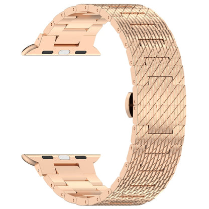 Skorter | For Apple Watch SE 2022 40mm Twill Stainless Steel Bracelet (Rose Gold)