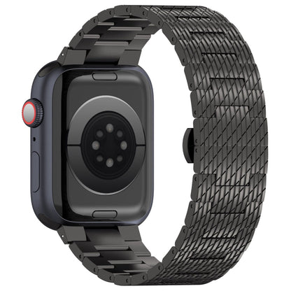 Skorter | For Apple Watch 42mm Twill Stainless Steel Strap (Black)