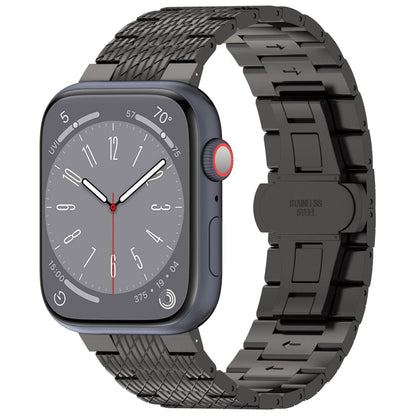 Skorter | For Apple Watch 42mm Twill Stainless Steel Strap (Black)