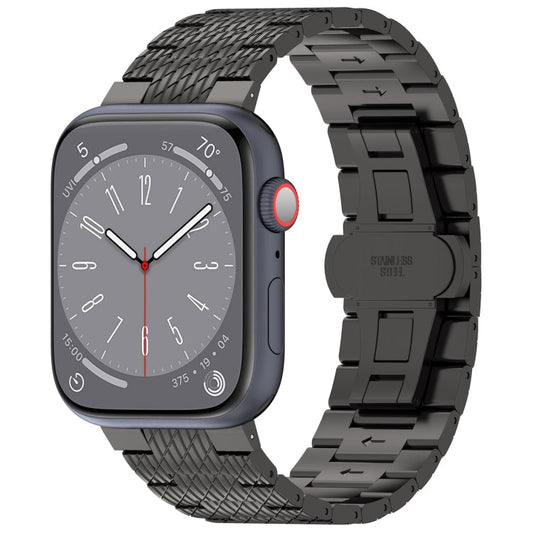Skorter | For Apple Watch 42mm Twill Stainless Steel Strap (Black)