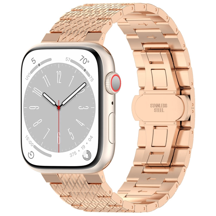 Skorter | For Apple Watch 42mm Twill Stainless Steel Band (Rose Gold)