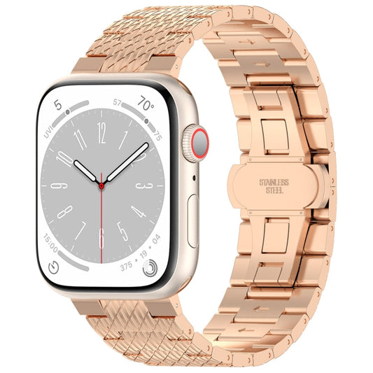 Skorter | For Apple Watch 42mm Twill Stainless Steel Band (Rose Gold)