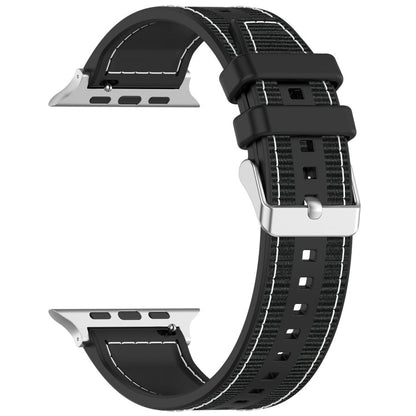 Skorter | For Apple Watch SE 2023 40mm Classic Buckle Hybrid Nylon Weave Silicone Watch Strap (Black)