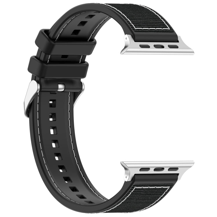 Skorter | For Apple Watch SE 2023 40mm Classic Buckle Hybrid Nylon Weave Silicone Watch Strap (Black)