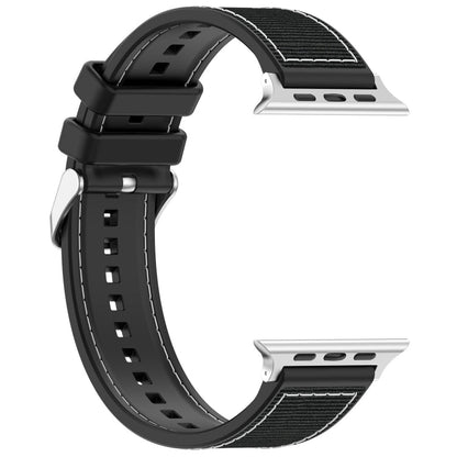 Skorter | For Apple Watch SE 2023 40mm Classic Buckle Hybrid Nylon Weave Silicone Watch Strap (Black)