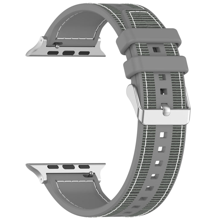Skorter | For Apple Watch SE 2023 40mm Regular Buckle Hybrid Nylon Braided Silicone Watch Strap (Gray)
