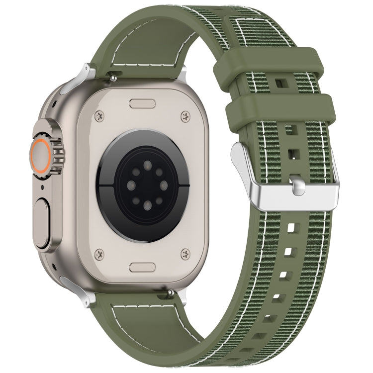 Skorter | For Apple Watch SE 2023 40mm Neat Buckle Hybrid Nylon Braided Silicone Watch Band (Green)
