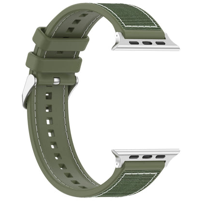 Skorter | For Apple Watch SE 2023 40mm Neat Buckle Hybrid Nylon Braided Silicone Watch Band (Green)