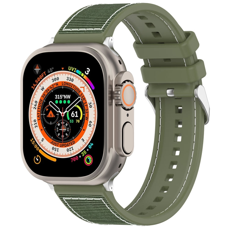 Skorter | For Apple Watch Series 8 45mm Neat Buckle Hybrid Nylon Braided Silicone Strap (Green)