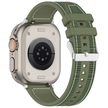 Skorter | For Apple Watch Series 8 45mm Neat Buckle Hybrid Nylon Braided Silicone Strap (Green)