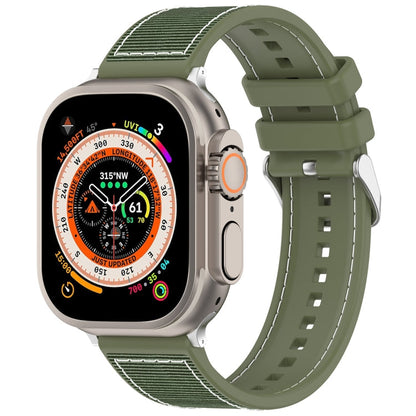 Skorter | For Apple Watch SE 44mm Ordinary Buckle Hybrid Nylon Braided Silicone Watch Band (Green)