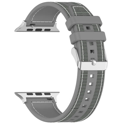 Skorter | For Apple Watch Series 3 38mm Regular Buckle Hybrid Nylon Braided Silicone Strap (Gray)