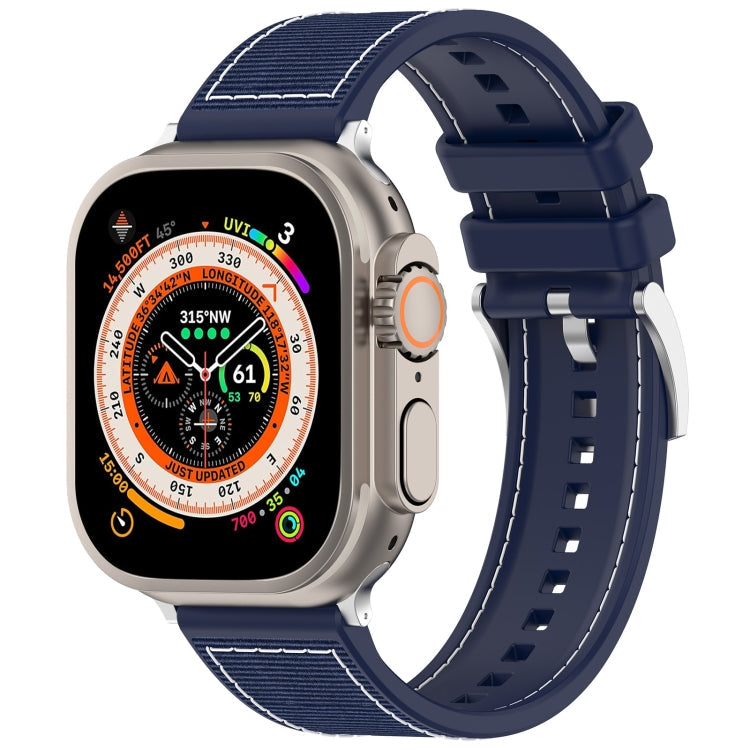 Skorter | For Apple Watch SE 2023 40mm Official Buckle Hybrid Nylon Woven Silicone Watch Band (Midnight Blue)