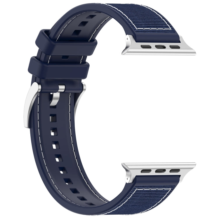 Skorter | For Apple Watch SE 2023 40mm Official Buckle Hybrid Nylon Woven Silicone Watch Band (Midnight Blue)