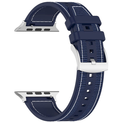 Skorter | For Apple Watch 42mm Official Buckle Hybrid Nylon Braided Silicone Watch Band (Midnight Blue)