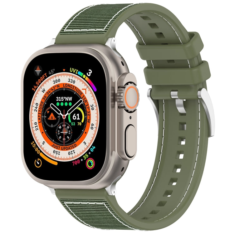 Skorter | For Apple Watch 42mm Official Buckle Hybrid Nylon Braided Silicone Watch Band (Green)