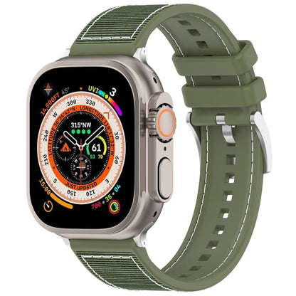 Skorter | For Apple Watch 42mm Official Buckle Hybrid Nylon Braided Silicone Watch Band (Green)