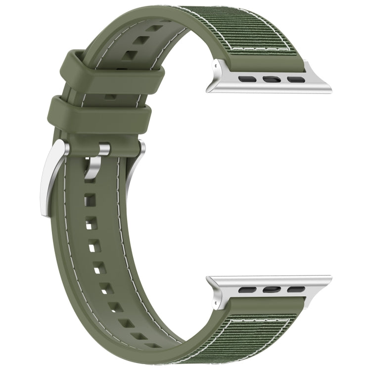 Skorter | For Apple Watch 42mm Official Buckle Hybrid Nylon Braided Silicone Watch Band (Green)