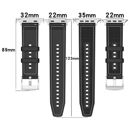 Skorter | For Apple Watch SE 2023 44 mm Official Buckle Hybrid Nylon Fabric Silicone Watch Band (Black)