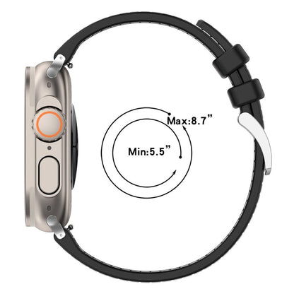 Skorter | For Apple Watch Series 9 41mm Official Buckle Hybrid Nylon Braided Silicone Watch Band (Midnight Blue)