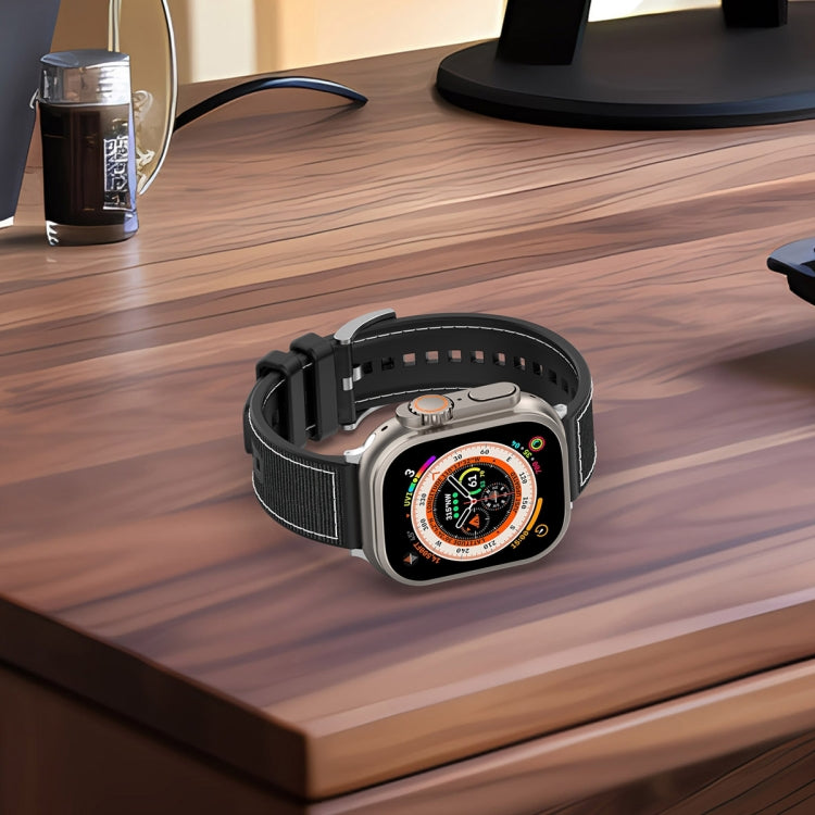 Skorter | For Apple Watch SE 2023 40mm Official Buckle Hybrid Nylon Woven Silicone Watch Band (Midnight Blue)