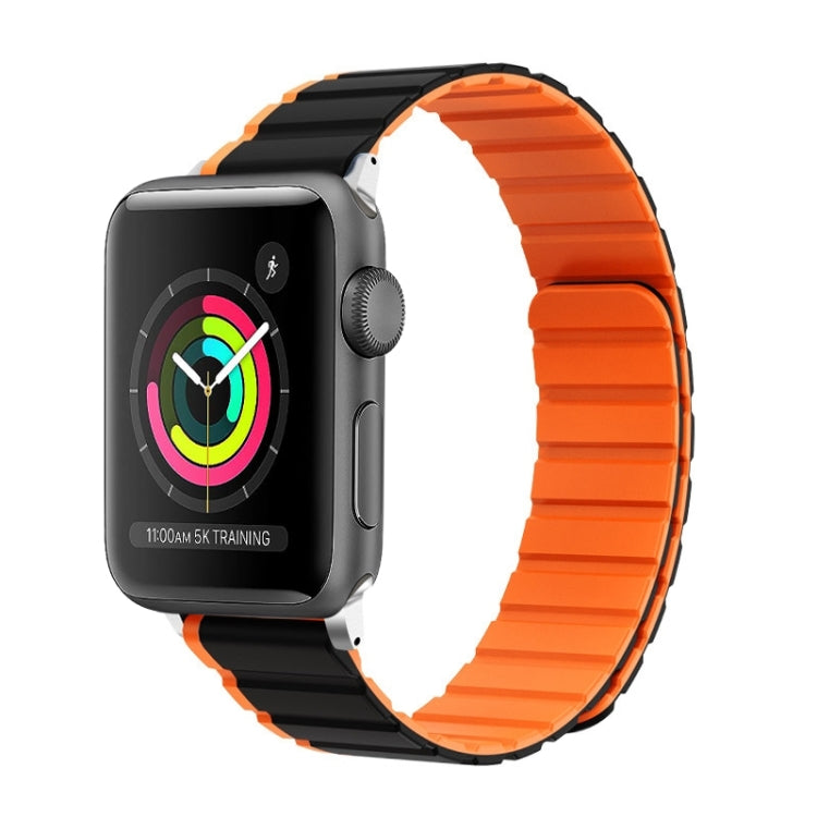 Skorter | For Apple Watch 42mm ZGA Two-Color Magnetic Silicone Band (Black+Orange)