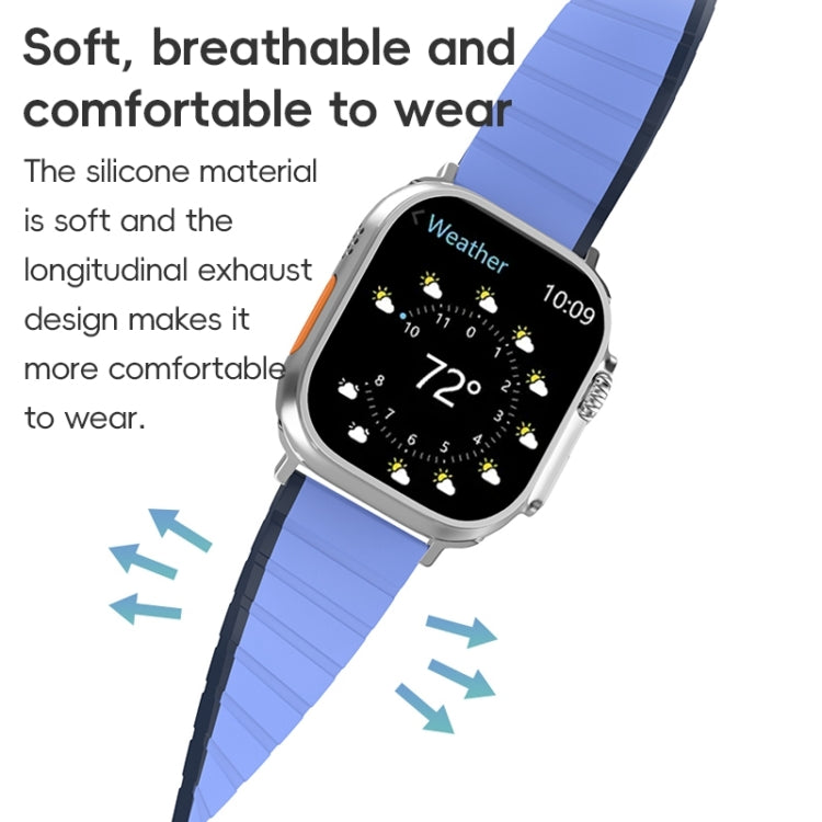 Skorter | For Apple Watch 42mm ZGA Two Color Magnetic Silicone Watch Band (Dark Blue + Light Blue)