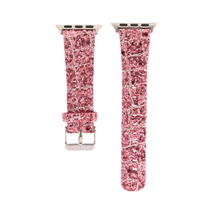 Skorter | For Apple Watch 5 & 4 44mm / 3 & 2 & 1 42mm Glitter Sequins Leather Strap (Pink Silver)