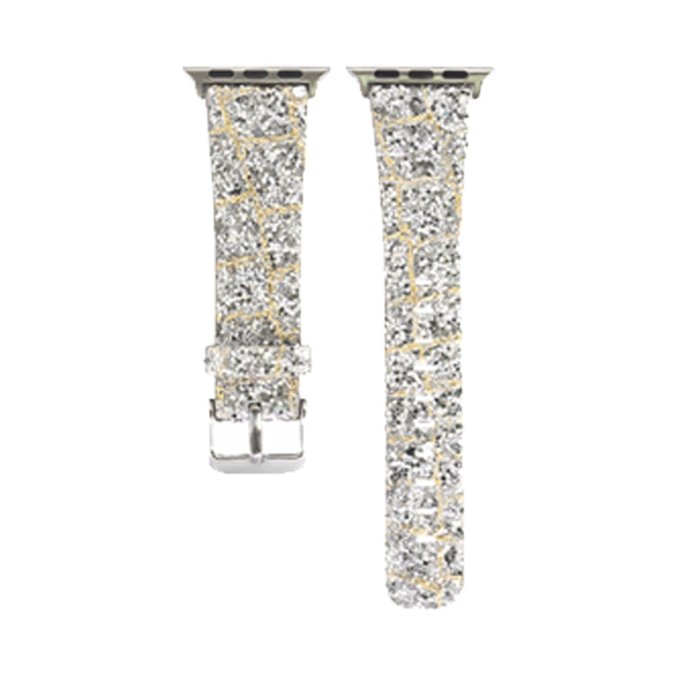 Skorter | For Apple Watch 5 & 4 44mm / 3 & 2 & 1 42mm Glitter Sequin Leather Watch Band (Gold Silver)