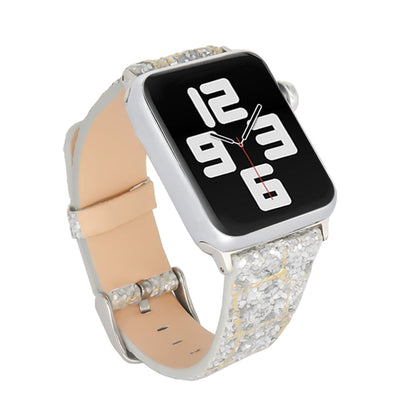 Skorter | For Apple Watch 5 & 4 44mm / 3 & 2 & 1 42mm Glitter Sequin Leather Watch Band (Gold Silver)