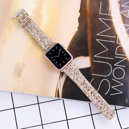Skorter | For Apple Watch 5 & 4 44mm / 3 & 2 & 1 42mm Glitter Sequin Leather Band (Rose Gold)