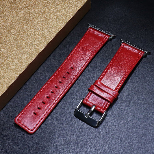 Skorter | For Apple Watch 5 & 4 44mm / 3 & 2 & 1 42mm Square Tail Retro Crazy Horse Texture Leather Strap (Red)