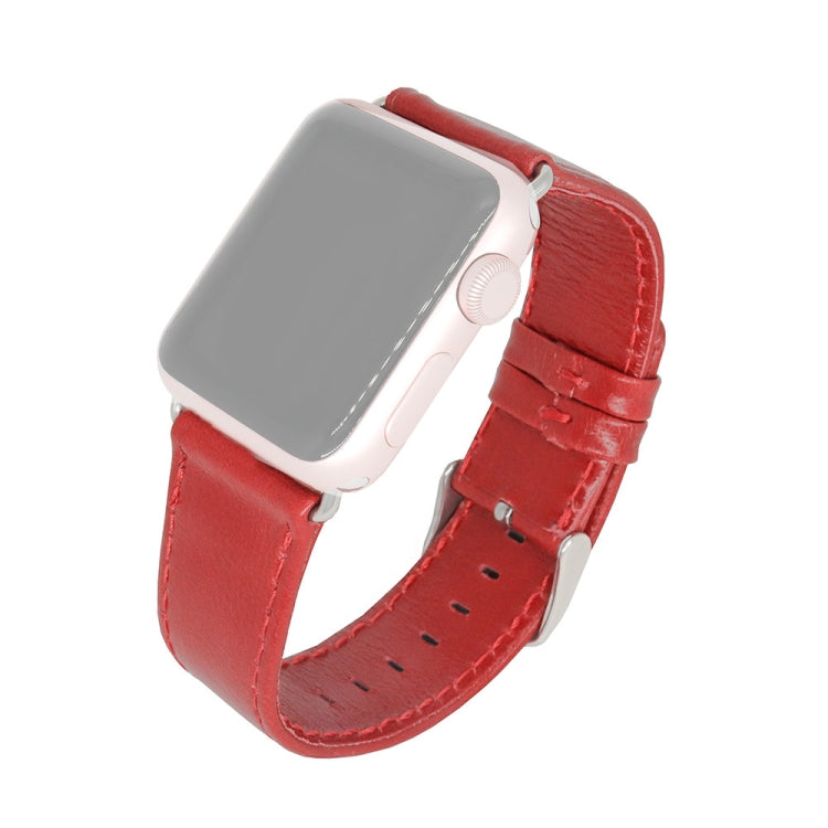 Skorter | For Apple Watch 5 & 4 44mm / 3 & 2 & 1 42mm Square Tail Retro Crazy Horse Texture Leather Strap (Red)