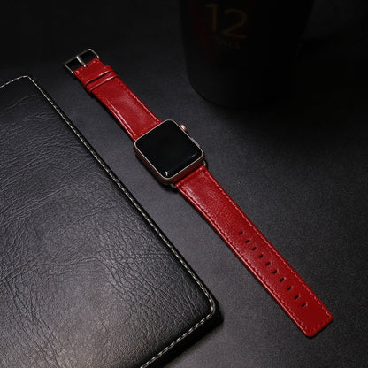 Skorter | For Apple Watch 5 & 4 44mm / 3 & 2 & 1 42mm Square Tail Retro Crazy Horse Texture Leather Strap (Red)