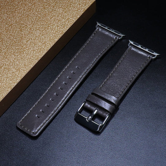 Skorter | For Apple Watch 5 & 4 44mm / 3 & 2 & 1 42mm Square Tail Retro Crazy Horse Texture Leather Watch Strap (Gray)