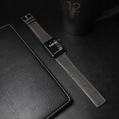 Skorter | For Apple Watch 5 & 4 44mm / 3 & 2 & 1 42mm Square Tail Retro Crazy Horse Texture Leather Watch Strap (Gray)