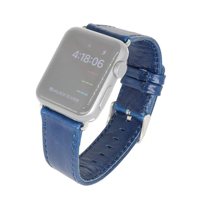 Skorter | For Apple Watch 5 & 4 44mm / 3 & 2 & 1 42mm Square Tail Retro Crazy Horse Texture Leather Bracelet (Dark Blue)
