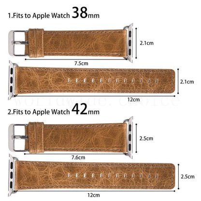 Skorter | For Apple Watch 5 & 4 44mm / 3 & 2 & 1 42mm Round Tail Retro Crazy Horse Leather Texture Watch Band (Dark Brown)
