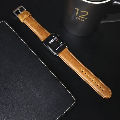 Skorter | For Apple Watch 5 & 4 44mm / 3 & 2 & 1 42mm Round Tail Retro Crazy Horse Leather Watch Strap (Light Brown)