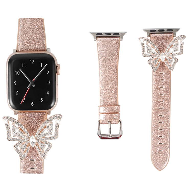 Skorter | For Apple Watch 5 & 4 44mm / 3 & 2 & 1 42mm Bow Glitter Diamond Watch Band (Rose Gold)