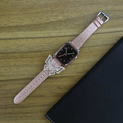 Skorter | For Apple Watch 5 & 4 44mm / 3 & 2 & 1 42mm Bow Glitter Diamond Watch Band (Rose Gold)
