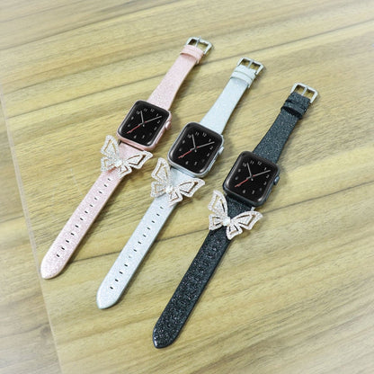Skorter | For Apple Watch 5 & 4 44mm / 3 & 2 & 1 42mm Bow Glitter Diamond Watch Band (Rose Gold)