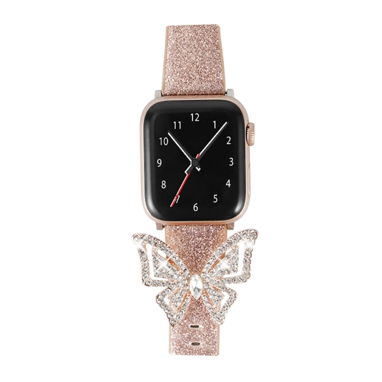 Skorter | For Apple Watch 5 & 4 44mm / 3 & 2 & 1 42mm Bow Glitter Diamond Watch Band (Rose Gold)