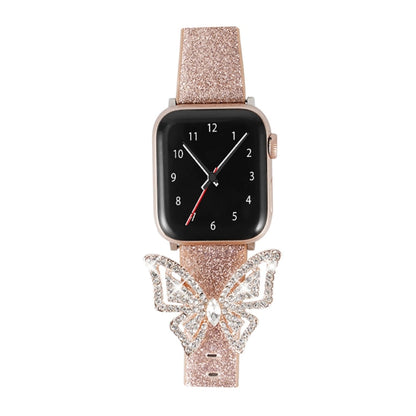 Skorter | For Apple Watch 5 & 4 44mm / 3 & 2 & 1 42mm Bow Glitter Diamond Watch Band (Rose Gold)