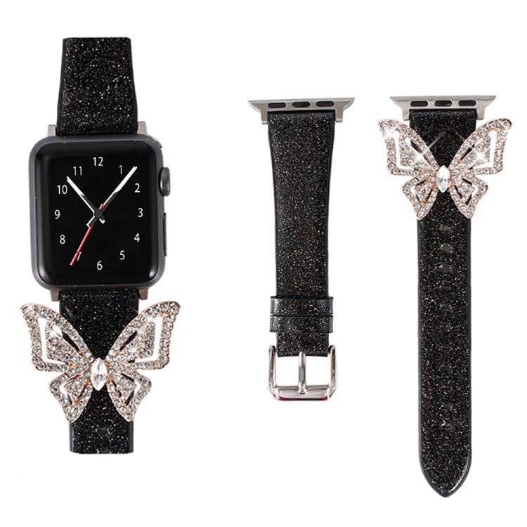 Skorter | For Apple Watch 5 & 4 44mm / 3 & 2 & 1 42mm Bow Glitter Diamond Watch Band (Black)